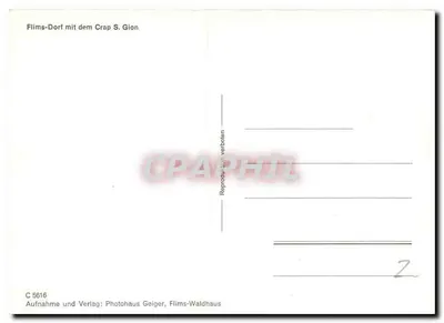 Flims-Dorf com o Crap S. Gion — Photohaus Geiger, Flims-Waldhaus, série C 5616 — Verso