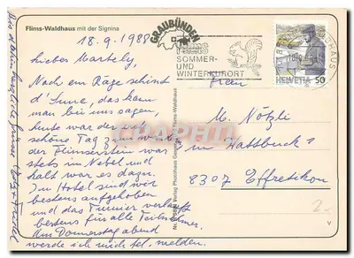 Flims-Waldhaus z Signiną — Gruzijska Szwajcarija — wydawca: Verlag Photohaus Ganger — Rewers