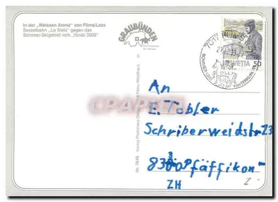 Ski in de « Weissen Arena » — uitzicht van de « La Siala » — uitgever Graubünden, nr. 7848 — Achterkant