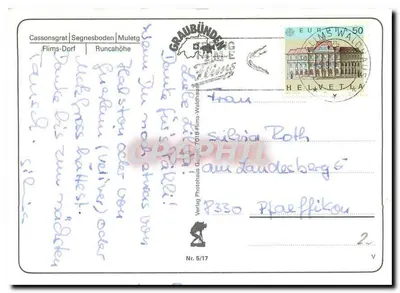 Wandergebiet Flims — Gräubünden — Verlag Photohaus Gugler, Nr. 5/17 — Rewers