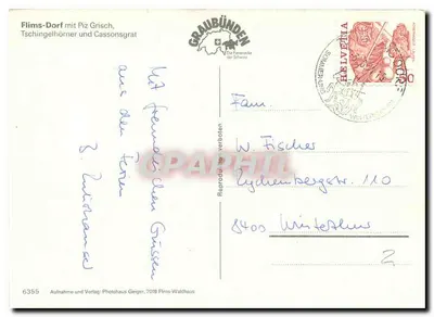 Flims — widok panoramiczny — Photohaus Geiger, nr 6355 — Rewers