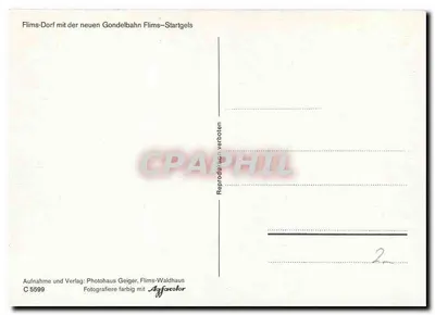 Flims-Dorf — com a nova gôndola de Flims-Startgels — Photohaus Geiger, Flims-Waldhaus, C 5599 — Verso