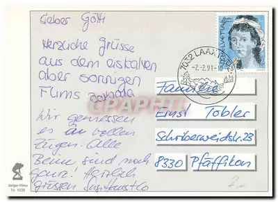 Skoczek spadochronowy na górze — Szwajcaria — Geliger Films Nr. 1038 — Rewers