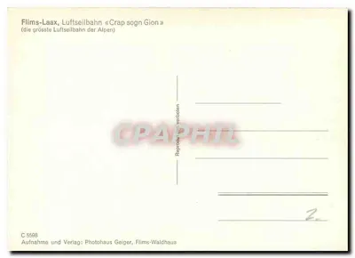 Flims-Laax — Flims-Laax, linia wozów powietrznych «Crap sogn Gion» — Photohaus Geiger, Flims-Waldhaus, nr C 5598 — Rewers