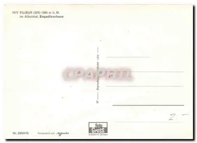 Filisur (GR) — dom w Engadynie na wysokości 1084 m — wydawca fido Gross, n° 350041b — Rewers
