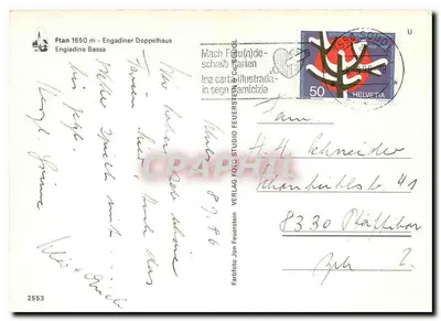 Ftan 1650 m - Dwójne domki w Engadiner — Engiadina Bassa — Wydawnictwo Jon Feuerstein, n° 2553 — Rewers