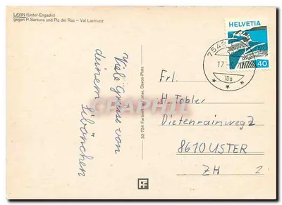 Lavin (Unter-Engadin) — widok panoramiczny i krajobraz — wydawca FF n°32 734 — Rewers