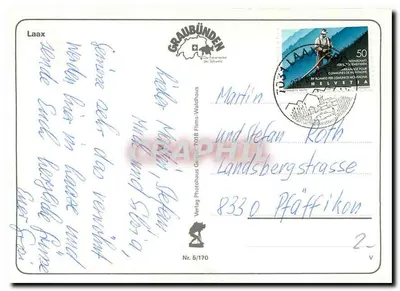 Laax — widok panoramiczny i krajobrazy — Verlag Photohaus Gsteig, nr 5/170 — Rewers