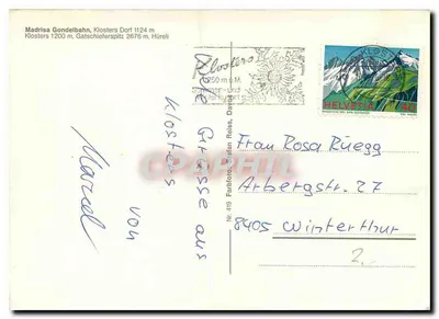 Madrisa Gondelbahn — Klosters Dorf 1124 m — Farbfoto Stefan Davegg — Verso