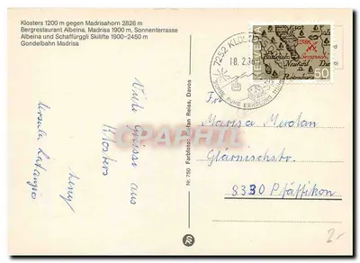 Klosters — stacja narciarska i alpejski krajobraz — wydawca Madrisa, nr 750 — Rewers