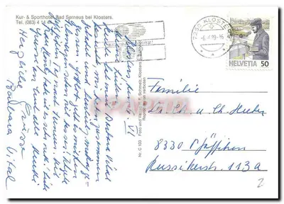 Klosters — Kur- & Sporthotel Bad Serneus — wydawca H. F. Schmeltz, n° C 103 — Rewers