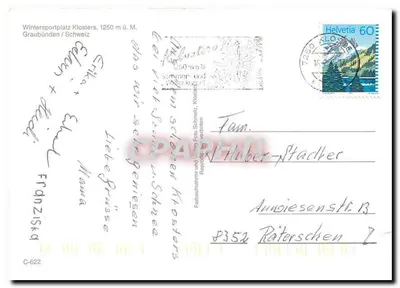 Klosters — estación de esquí en Suiza — editor C-622 — Reverso