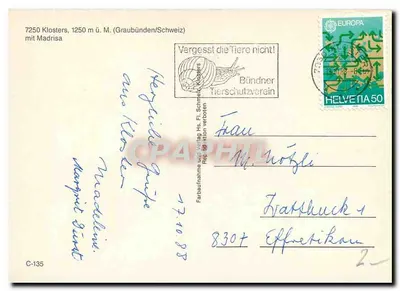 Klosters — vista panorâmica — Bündner Verlag, C-135 — Verso