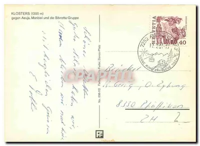 Widok szwajcarskich Alp — Silvrettahorn, Bün, Verstankhorn, Canardhorn, Wäshorn, Linard — wydawca FF, nr 038-112 — Rewers