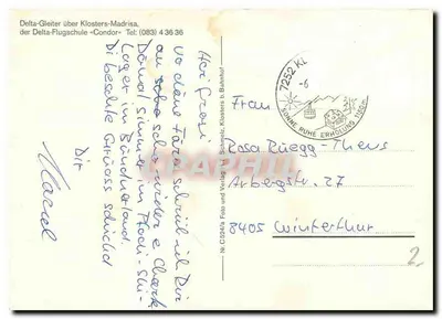Klosters-Madrisa — parapente delta — wydawca Schmaltz, nr C5924/8 — Rewers