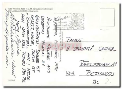 Klosters — zimowy widok Alp — wydawca Klösterers — Rewers