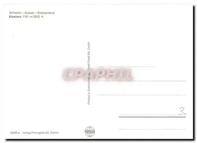 Klosters — zasnieżona góra — Verlag Photoglob AG, Zürich — Rewers