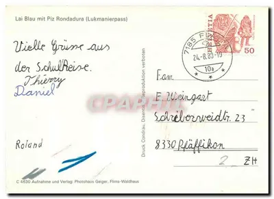 Lai Blau z Piz Rondadura (Lukmanierpass) — Photohaus Geiger, Flims-Waldhaus — n° C 4630 — Rewers