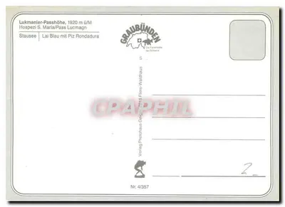 Pass Lucmagn — widok panoramiczny — Verlag Photohaus Waldhaus — Rewers