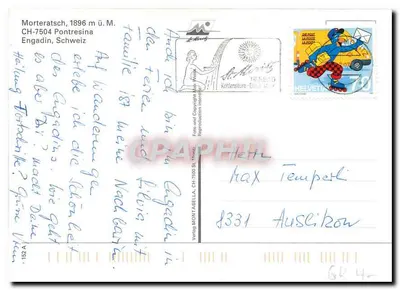 Morteratsch — Landgasthof Morteratsch et train des Alpes — éditeur Montabella — Verso