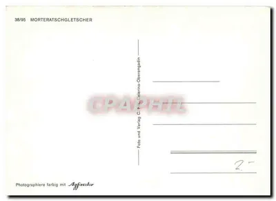 Lodowiec Morteratsch — Alpy szwajcarskie — wydawca C. Fille Celerma-Oberengadin — Rewers