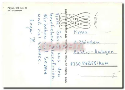 Pärpan, 1515 m. n.p.m. — z Stätzerhorn — Farbphoto und Verlag: Andr. Bergamin, 7078 Lenzerheide — Rewers
