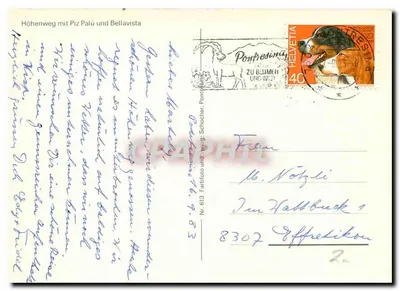 Höhenweg mit Piz Palü und Bellavista — Pontresina, n° 613 — Rewers