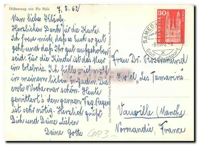 Höhenweg mit Piz Palü — widok panoramiczny — 334 Colorphon und Verlag B. Schneidau, Pontresina — Rewers