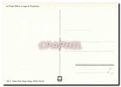 Le Prese 966 m — Lago di Poschiavo — Kolorowa fotografia Hugo Kopp, 8032 Zürich — Rewers