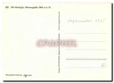Sils-Baselgia — Oberengadin 1800 m i. M. — Wydawca: Foto MAX Wagner-de-Ratton AG — Rewers
