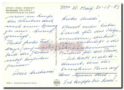 Sils-Baselgia — widok zimowy — Verlag Photoglob AG, Zürich — Rewers