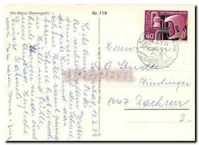 Sils-Maria, Oberengadin — vista invernal — Photo und Verlag St. Moritz, n° 116 — Verso