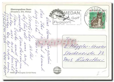 Oberengadin / Silvaplana — widoki jezior i gór — Photoglob Zürich/Vevey — Rewers
