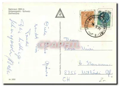 Samnaun — widok panoramiczny — Rudolf Marhs, Silvrettatravelag, n° 3252 — Rewers