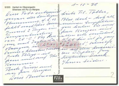 Jezioro Silsersee — zasnieżona góra — C. Filli, Celerina — Rewers