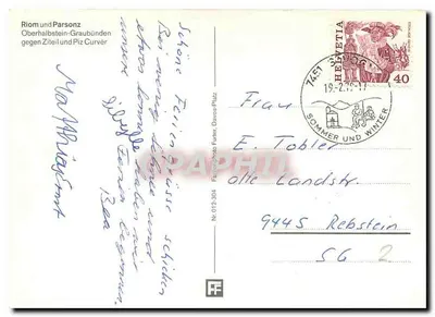 Riom i Parsonz — Oberhalbstein-Graubünden w stronę Ziteil i Piz Curver — Farbphoto Futter, nr 012-304 — Rewers