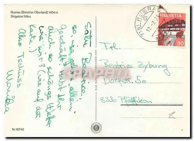 Rueras (Bündner Oberland) 1404m — Skigebiet Milez — editor Nr.16742 — Verso