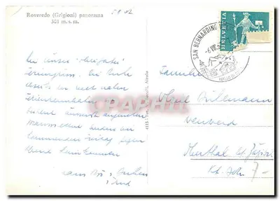 Roveredo (Grigioni) panorama — 301 m.s.m. — editor V. Valerelli, n° 4115 — Verso