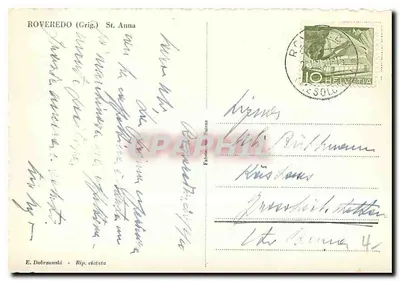 Kościół św. Anny w Roveredo (Grig.) — wydawca E. Dobrzanski, Rip. vietata — Rewers
