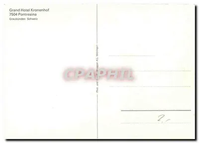 Grand Hotel Kronenhof — Pontresina — Fot. und Druck-Brugger AG, Meiringen — Verso