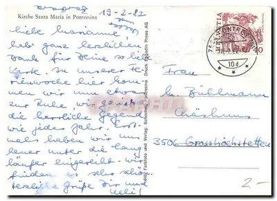 Most Pontresina — Kościół Santa Maria — Graphphil — Rewers