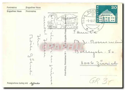 Pontresina — Dom Engadiner — Fotodruck Engadiner Haus B1 — Rewers