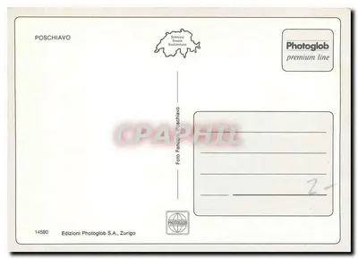 Poschiavo — widok wsi z kościołem i kwiatami — Edizioni Photoglob S.A., Zurich — Rewers