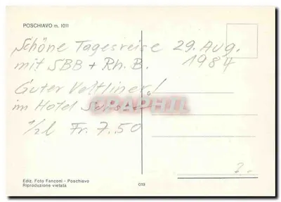 Poschiavo — widok panoramiczny i szczegóły wsi — wyd. Foto Fanconi, nr 019 — Rewers