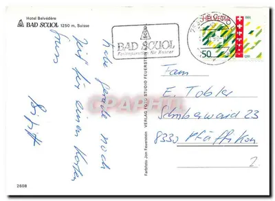 Bad Scuol — widok panoramiczny i hotel — Feuerstein & Co. — Rewers