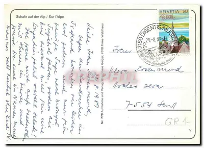 Schafherde auf der Alp / Sur l'Alpe — Tripenda — Aufnahme von Firms-Waldhaus, Nr. 779 — Rewers