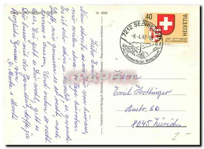 Seewis — widok panoramiczny i krajobrazy — Farbfoto und Verlag A. Schiess, n° 3002 — Rewers