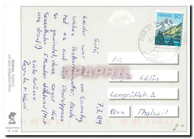 Sedrun — vista panorâmica nevada — Gelger Films Nr. 8196 — Verso