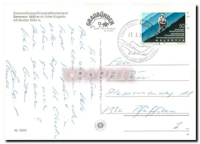 Samnaun — zasnieżony wioska w Alpach — wydawca Samnaun, numer serii 3550 — Rewers