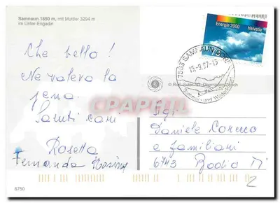 Samnaun — widok panoramiczny i budynki — wydawca Rud. Suter AG — Rewers